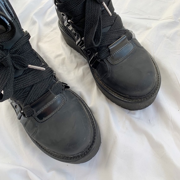 Puma Fenty By Rhianna Black Eyelet Platform Boots Size 6 - Picture 3 of 10